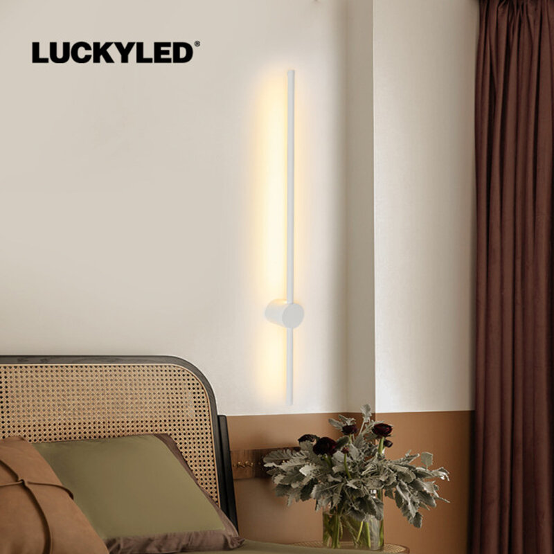 محظوظ وحدة إضاءة LED جداريّة ضوء AC90-260V أسود طويل الجدار مصباح مع اللمس التبديل داخلي الشمعدان الجدار تركيب المصابيح لغرفة المعيشة غرفة نوم