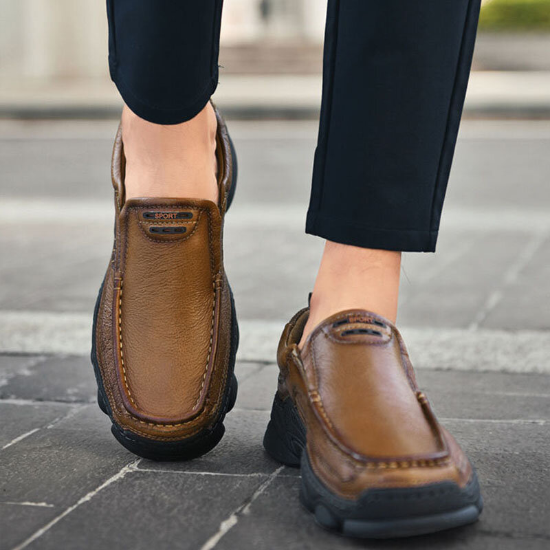 حذاء رجالي أحذية من الجلد الطبقة الأولى جلد البقر عدم الانزلاق مقاومة للاهتراء الأحذية الرجال الأعمال عادية أحذية من الجلد Zapatillas Hombre #1