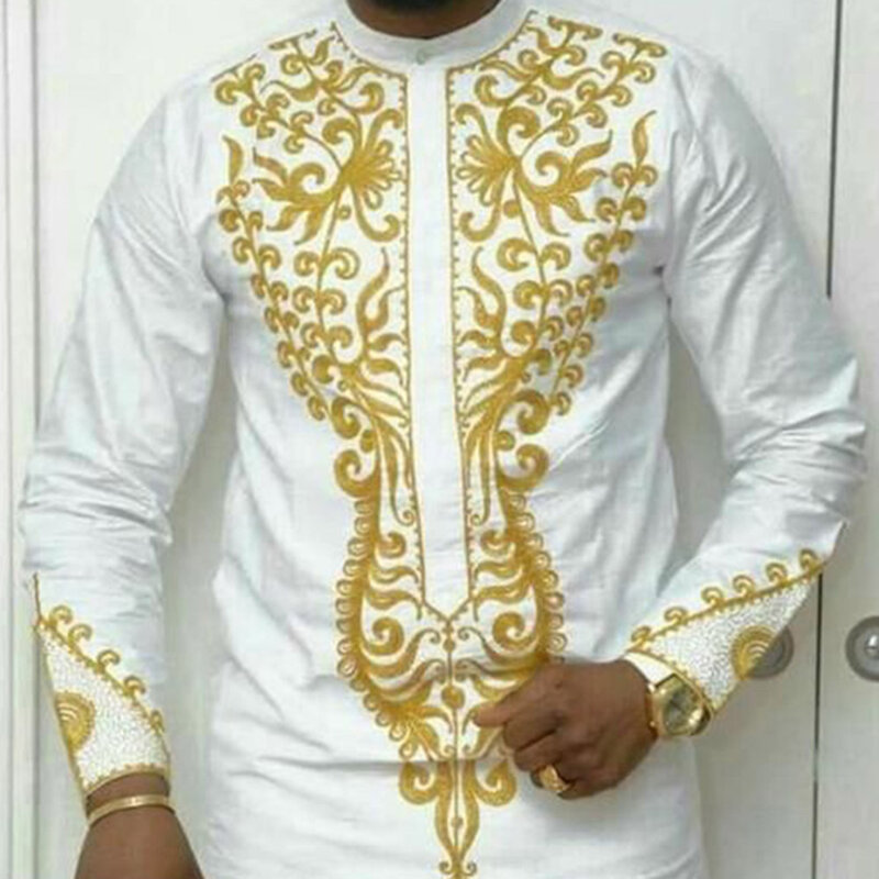 Vetement فام 2021 الرجال الملابس بازان الثراء قميص الأفريقية للرجال التقليدية حجم كبير الطباعة فساتين التطريز نمط 4XL