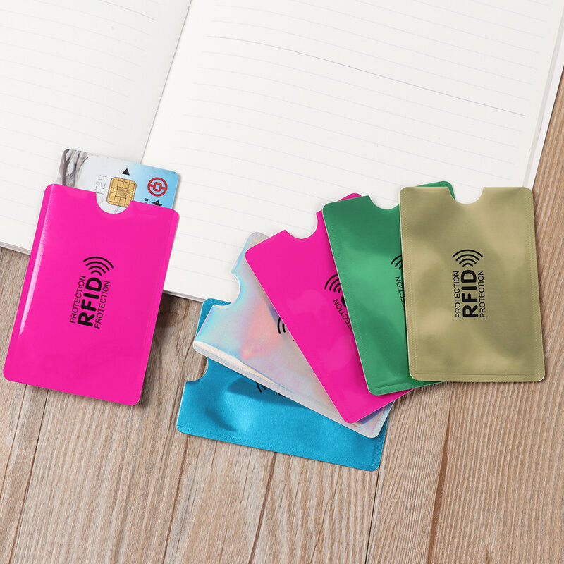 5 قطعة مكافحة تتفاعل الألوان حجب قارئ قفل حامل بطاقة الهوية البنك بطاقة حماية معدن الألومنيوم حامل بطاقة الائتمان