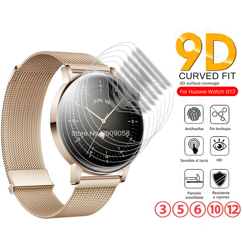 3-12 قطعة 9D منحني هيدروجيل فيلم لهواوي ساعة GT 3 Smartwatch حامي الشاشة لا الزجاج على Hauwei GT3 46 مللي متر 42 مللي متر 46 42 مللي متر #1
