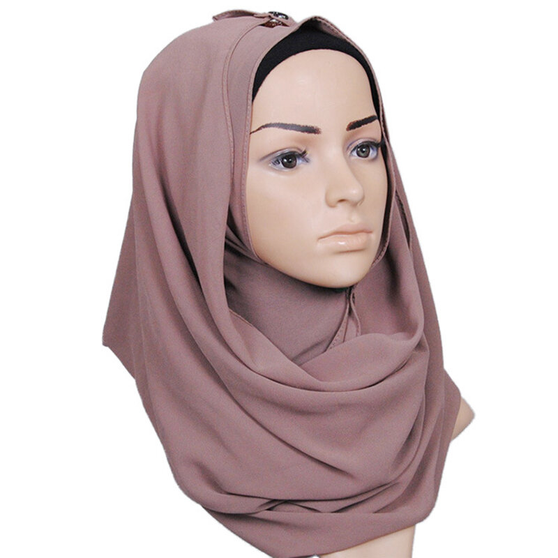 حجاب شيفون نسائي ، وشاح فقاعي ، مطبوع ، لون سادة ، شالات ، عقال ، حجاب إسلامي ، 40 لونًا