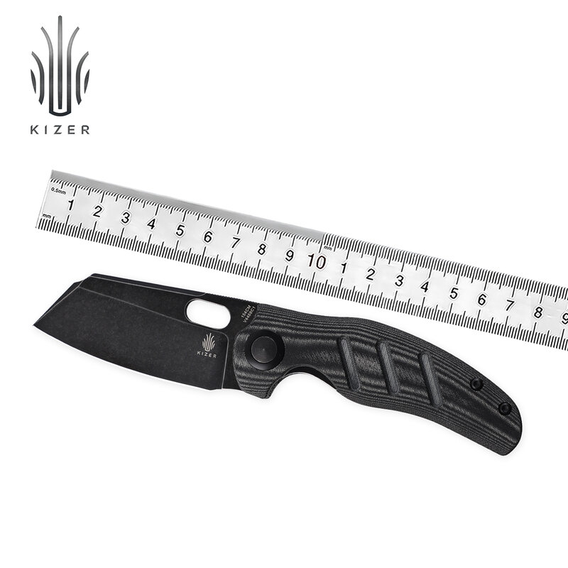 Kizer للطي جيب سكين C01C V4488C1 2021 جديد أسود Micarta مقبض والأسود 154 سنتيمتر شفرة فولاذية سكين مصممة من قبل جلد الغنم