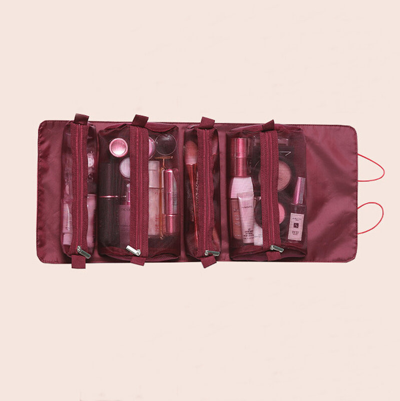 المرأة حقيبة سفر لمستحضرات التجميل المنظم طوي شنق النايلون غسل حقيبة حقيبة ماكياج محمولة متعددة الوظائف الحقيبة الزينة