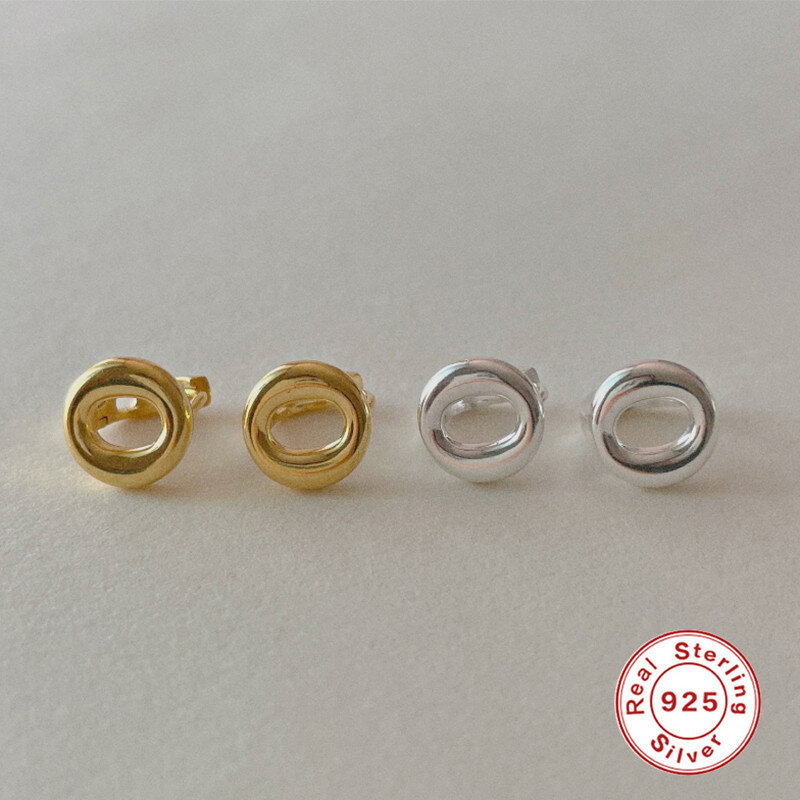 AIDE 925 فضة الكورية جديد صغير لطيف O-شكل مربع هوب أقراط للنساء بسيط حلية مجوهرات أنيقة اكسسوارات