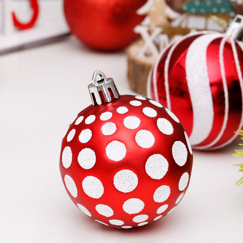 زينة عيد الميلاد 6 سنتيمتر/30 قطعة على شكل خاص رسمت الكرة مجموعة شجرة قلادة الحلي كرات