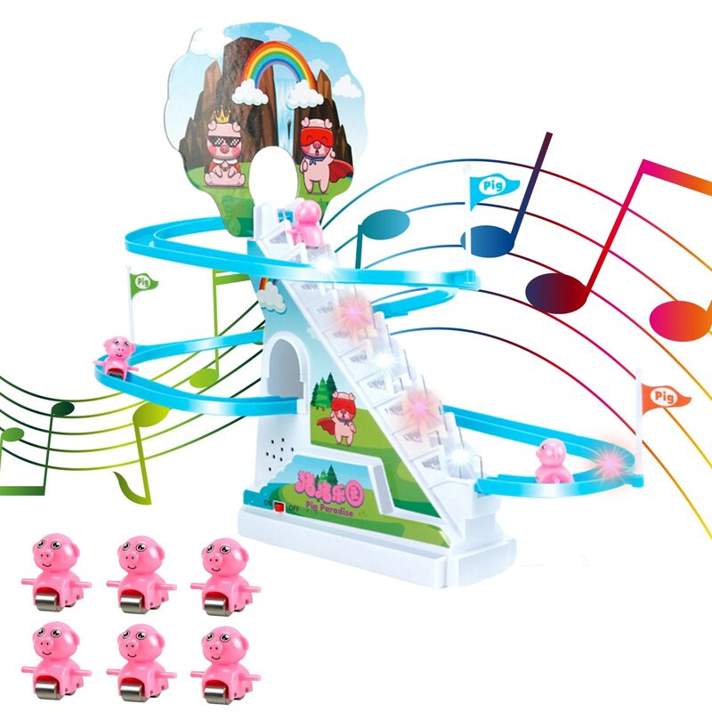 جديد لعبة تعقب تسلق الدرج الأطفال الاطفال الكلاسيكية الكرتون البط السفينة الدوارة مجموعات الالعاب الكهربائية موسيقى خفيفة هدية عيد ميلاد