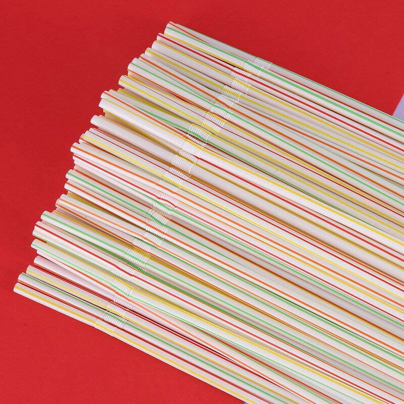 100 قطعة ماصّات بلاستيكيّة يمكن التخلص منها متعددة الألوان مخطط انحناء الكوع القش حفلة الحدث على حد سواء لوازم لون عشوائي