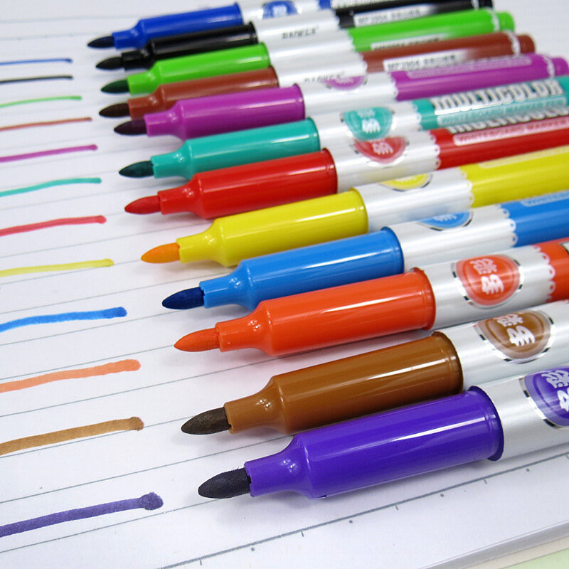 أقلام خطاط (ماركر) اللوازم المدرسية ل مجلس قابل للمسح السبورة الأقلام 12 ألوان المياه القائمة اللوحة الإعلان القلم اكسسوارات للمكاتب