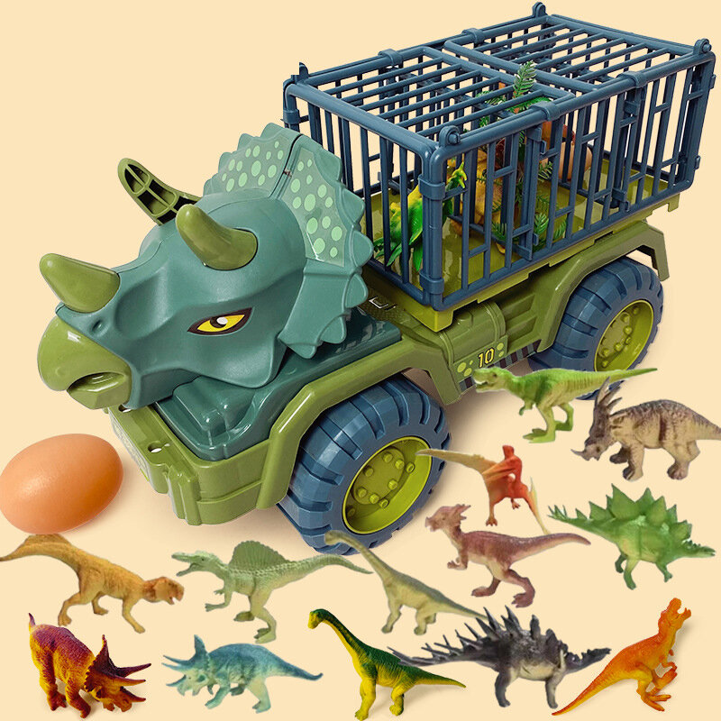 QWZ الساخن سيارة أطفال لعبة الديناصورات النقل سيارة الناقل شاحنة لعبة التراجع سيارة لعبة مع ديناصور للأطفال هدية الكريسماس