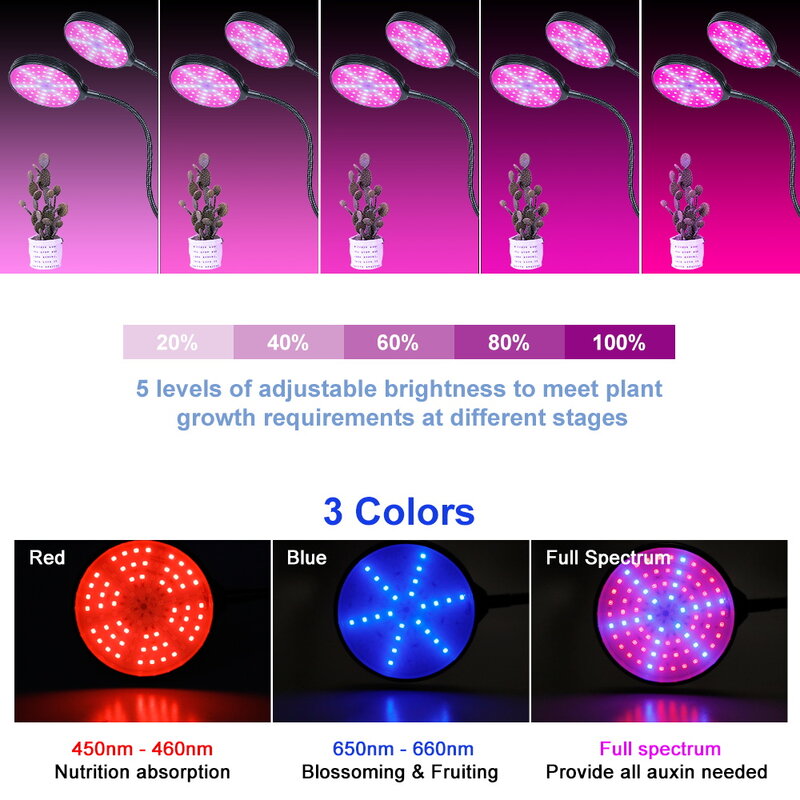 LED الطيف الكامل Phytolamp الأشعة فوق البنفسجية تنمو ضوء USB النباتات المائية لمبة LED عكس الضوء النمو ضوء الدفيئة مقاوم للماء مصباح فيتو