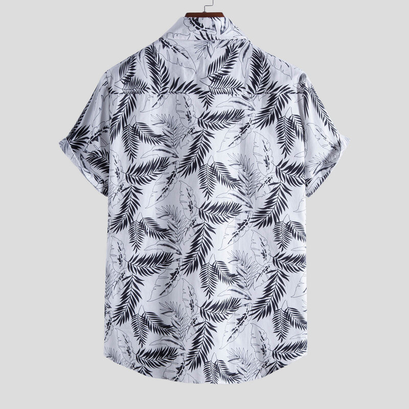 قميص هاواي صيفي رجالي صيفي مطبوع عليه زهور للشاطئ كم قصير قميص Luau غير رسمي قمصان للعطلات