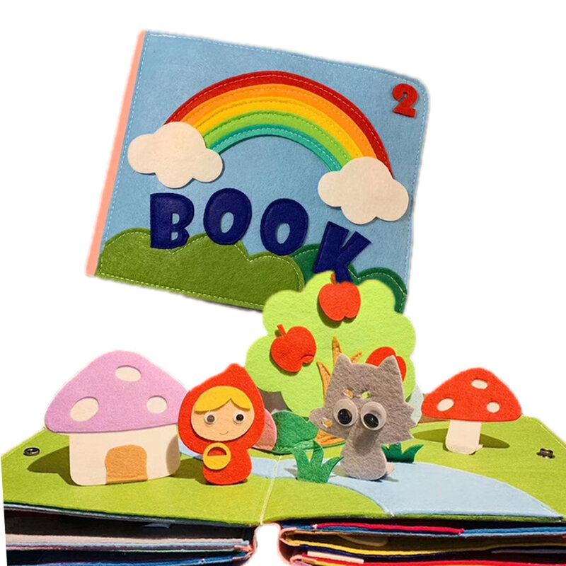 لينة ثلاثية الأبعاد كتاب نشاط النسيج للأطفال الصغار تعلم الكتاب الحسي