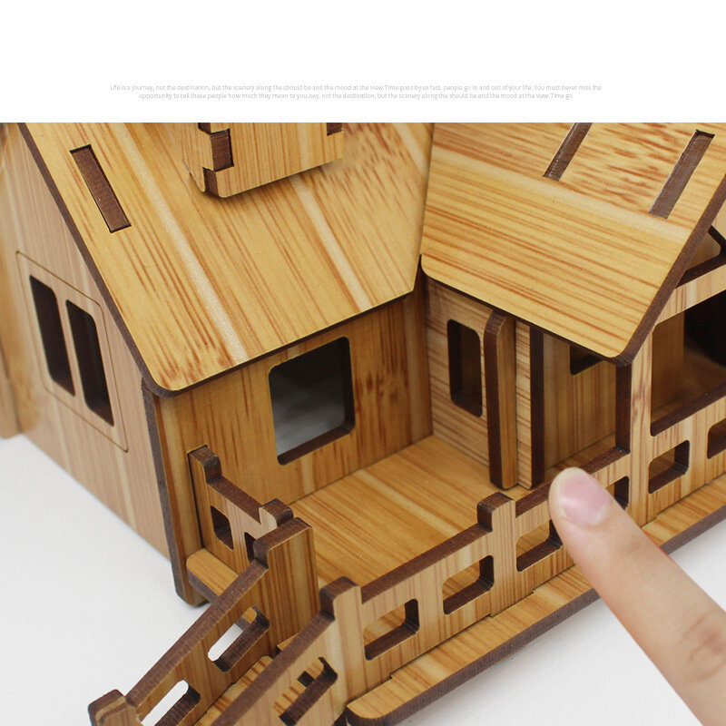 لعبة ألغاز خشبية ثلاثية الأبعاد من الخيزران للأطفال ، مجموعة تركيب الصور ، الهندسة المعمارية ، التعلم