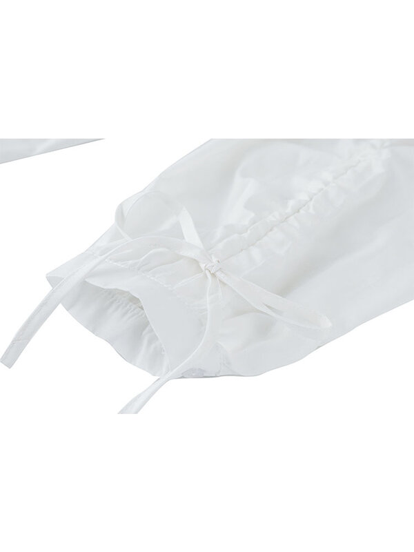 2022 الربيع المرأة الأبيض بلوزة العصرية قميص بحار طوق عادية أنيقة الصلبة طويلة الأكمام الكورية مكتب قميص للسيدات المتضخم