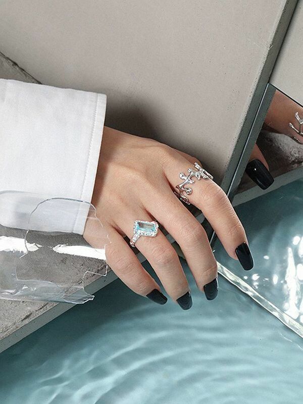 S'STEELL 925 فضة الكورية تصميم الزركون الملمس افتتاح حلقة هدية للنساء الزفاف قابل للتعديل اكسسوارات مجوهرات