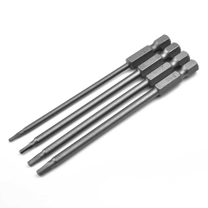 4Pcs 1/4 Hex Shank Magnetic S2 Alloy Steel Head Screw Driver Screwdriver Bit 1.5/ 2.0/ 2.5/ 3.0mm For Cordless Drills Wrenches #6