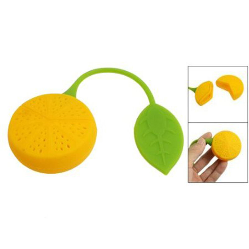 حار الليمون على شكل سيليكون مصفاة شاي مثقبة تصفية Infuser برتقالي أخضر