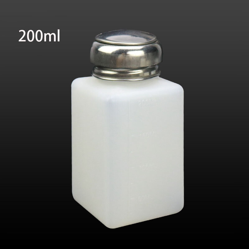 زجاجة كحول بلاستيكية مقاومة للكهرباء الساكنة ، 100 مللي/200 مللي/250 مللي ، مع غطاء زجاجة من الفولاذ المقاوم للصدأ ، لإصلاح الهاتف الخلوي