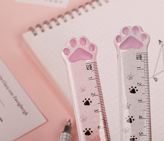 15 سنتيمتر القط باو شكل حاكم لطيف الطلاب الرسم أداة الوردي الفتيات مسطرة مستقيمة مكتب القرطاسية الإبداعية القط باو دراسة حاكم