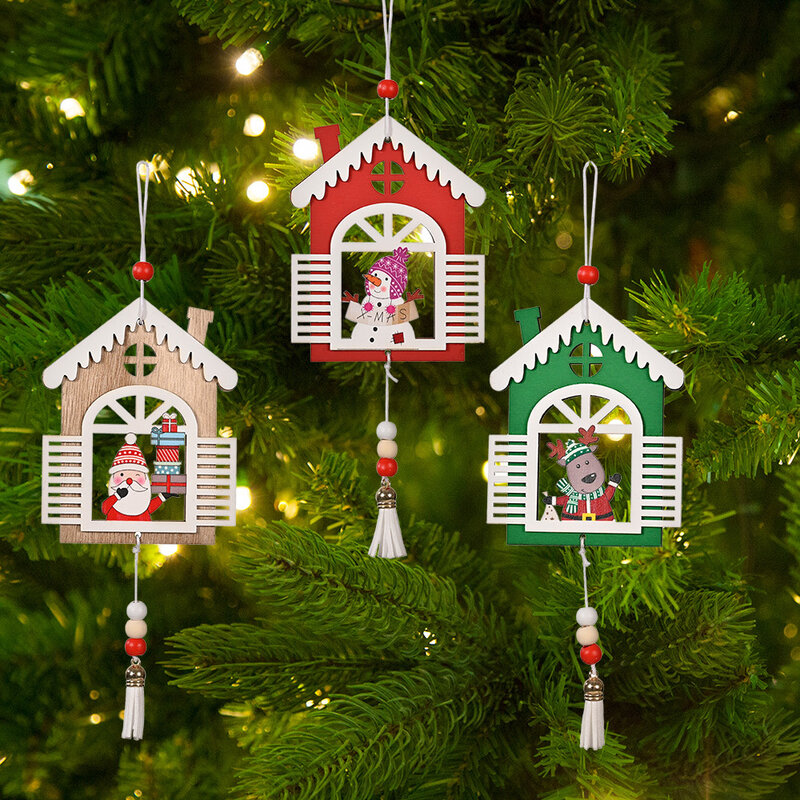 خشبية سانتا كلوز ثلج المعلقات عيد الميلاد الحلي شجرة عيد الميلاد معلقة عيد الميلاد الديكور للمنزل السنة الجديدة ديكور الاطفال اللعب