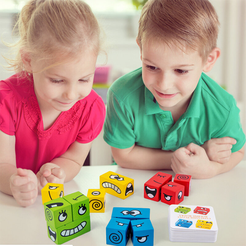 مونتيسوري ألعاب تعليمية الوالدين الطفل لوحة تفاعلية لعبة خشبية التعبير لغز بنة هدية للأطفال