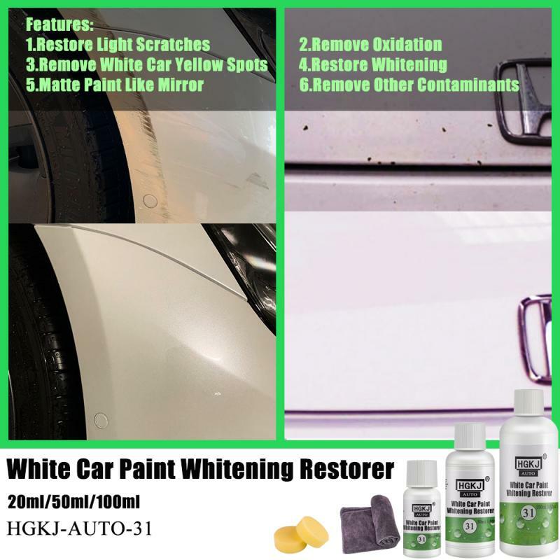 HGKJ-AUTO-31 20/50 مللي منتجات السيارات طلاء السيارات البيضاء تبييض مرمم سيارة خدش إصلاح السائل الأبيض سيارة تبييض السائل