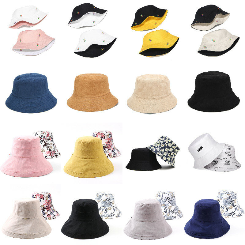 قبعات على شكل دلو ذات نمط بقرة بيضاء وسوداء يمكن عكسها على الموضة للسيدات مناسبة للصيف