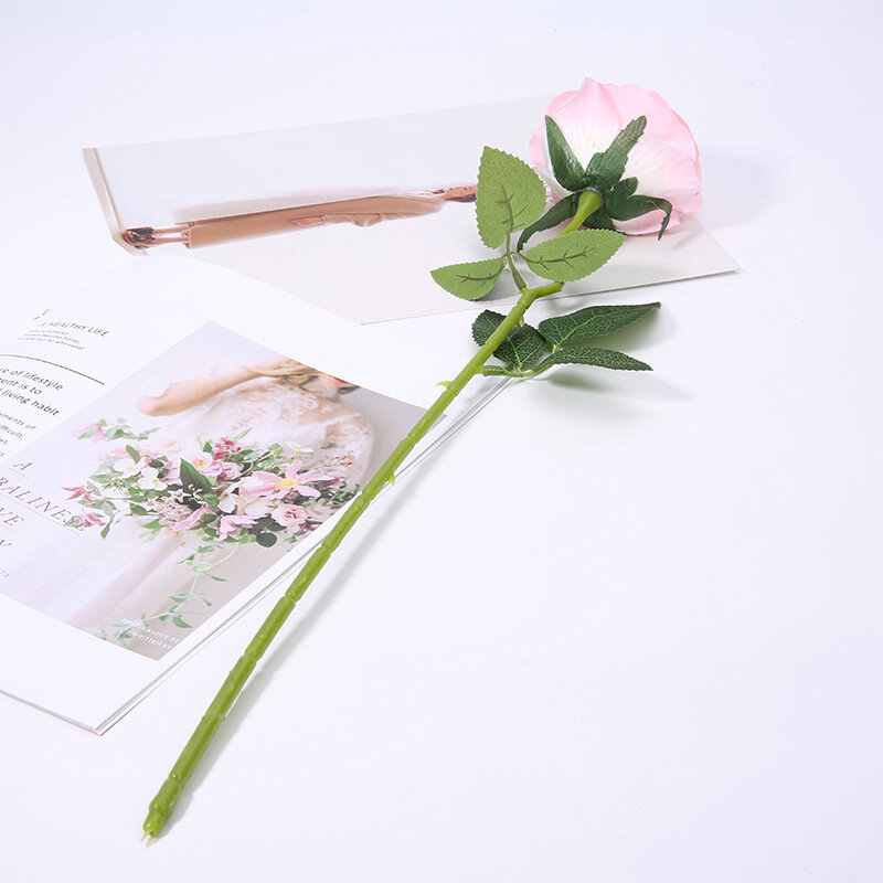 زهور اصطناعية من الفلانيل الوردي المقلد ، نبات صناعي ، لتزيين المنزل ، لحفل الزفاف ، للعروس