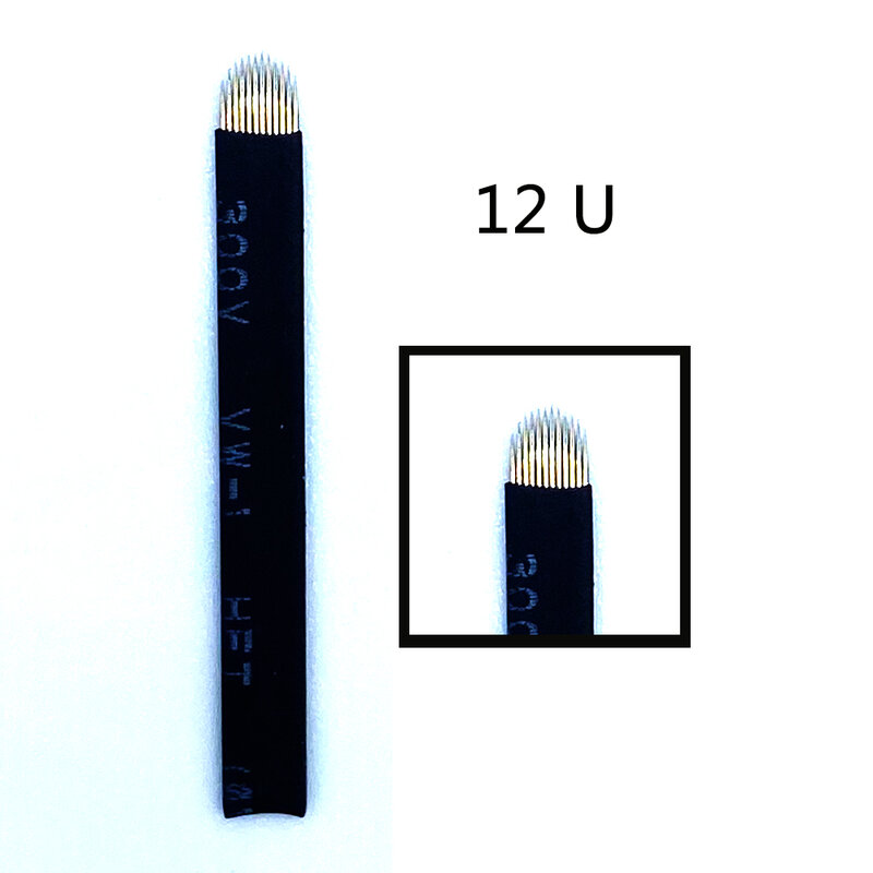 50 قطعة 0.16 مللي متر U شكل 12U/14U/16U/18U Microblading الإبر ل الوشم لوازم تجميل دائم دليل القلم الحاجب شفرات الأسود