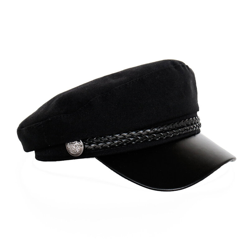 قبعة المرأة السوداء الإنترنت المشاهير مثمنة قبعة البريطانية الرجعية الخريف والشتاء الكورية الموضة النمط الياباني كل مطابقة