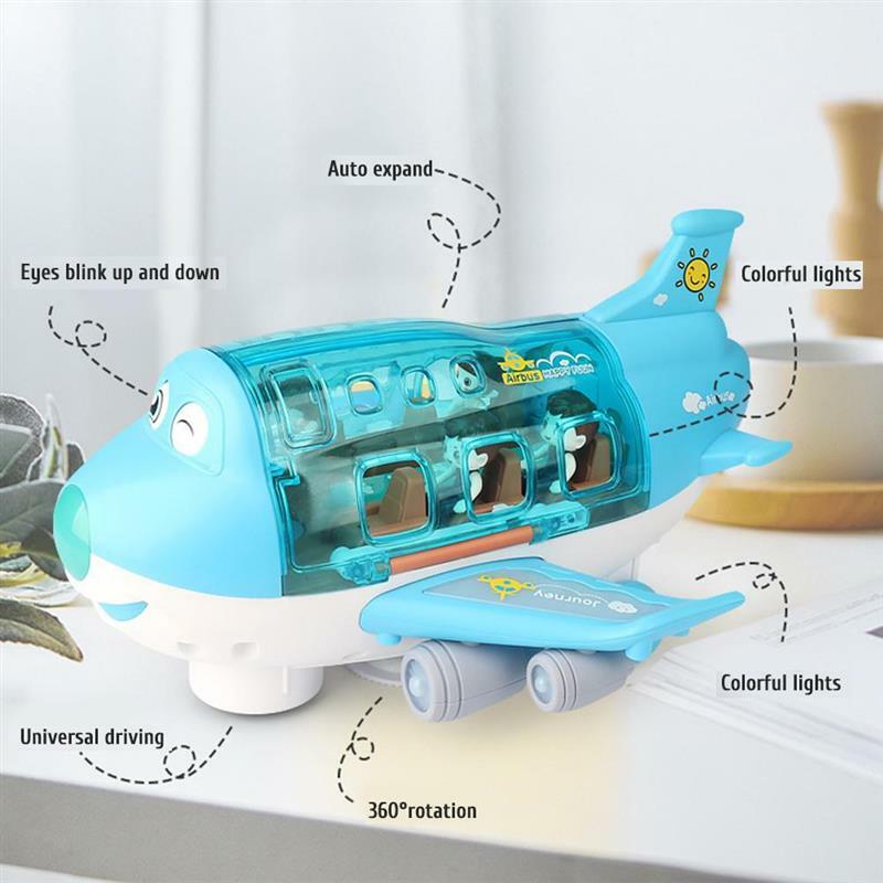 حيلة لعبة طائرة كهربائية مع تأثيرات الضوء والموسيقى 360 درجة الدورية لعب الطائرات الكهربائية هدايا لعيد ميلاد عيد الميلاد