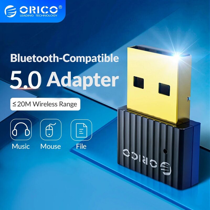 محول دونغل متوافق مع بلوتوث USB من ORICO 5.0 4.0 لسماعات الكمبيوتر ماوس لاسلكي لاستقبال الموسيقى والصوت جهاز إرسال