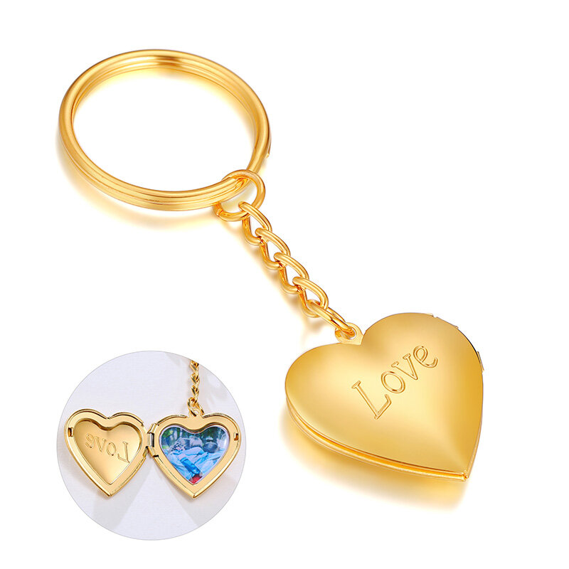 ميدالية مفاتيح قابلة للطي على شكل قلب مع صورة شخصية ، فولاذ مقاوم للصدأ ، هدية ، صورة عائلية