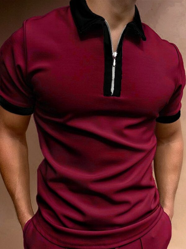 2021 صيف جديد ملابس للرجال عادية موضة مطبوعة الرجال قمصان بولو بدوره إلى أسفل طوق سستة تصميم قصيرة الأكمام بلايز