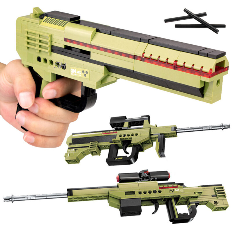 202 قطعة ثلاثة طرق بندقية التقنية نموذج اللبنات مجموعة التجمع Weapon بها بنفسك سلاح لعبة اطلاق النار الطوب مدينة بندقية لعب للأطفال