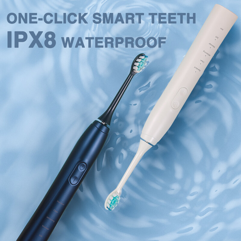 Boyakang بالموجات فوق الصوتية فرشاة الأسنان الكهربائية تذكير ذكي IPX8 مقاوم للماء دوبونت شعيرات نوع-C شحن الكبار هدية BYK023