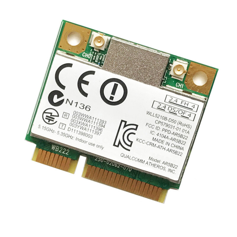 ثنائي النطاق 300Mbps واي فاي AR5B22 اللاسلكية 802.11a/b/g/n نصف Mini PCI-E WLAN 2.4G/5Ghz بلوتوث 4.0 واي فاي بطاقة الشبكة اللاسلكية