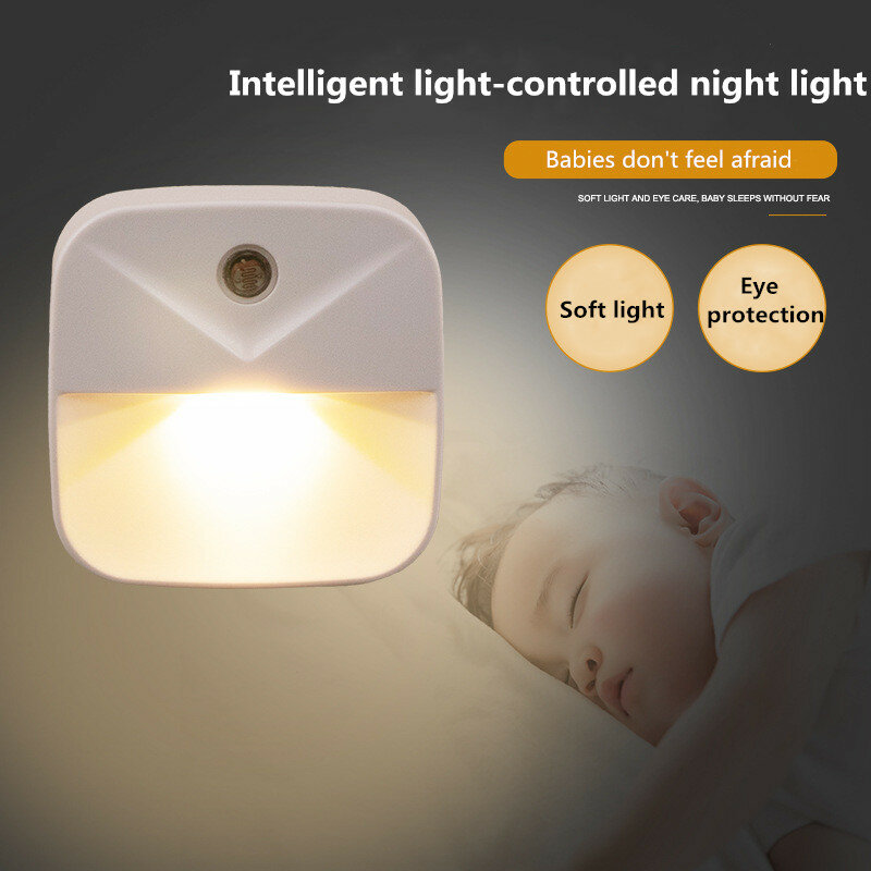 مصباح مربع صغير مع مستشعر التحكم في الضوء ، بمقبس أوروبي وأمريكي ، مثالي لغرفة النوم أو كهدية للأطفال ، مصباح رومانسي