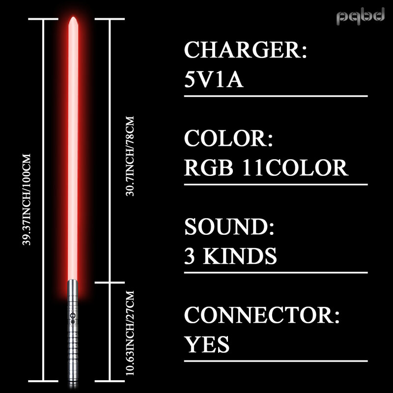 Pqbd-سيف ليزر بمقبض معدني RGB ، المبارزة الثقيلة ، تغيير حجم الصوت ، قوة ضبط Soundfons FOC Blaster LED ، هدية تأثيري