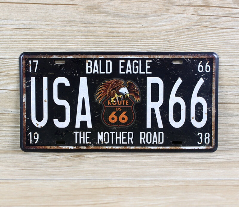 لوحات سيارة رخصه ريترو حرف "أمريكا الطريق 66" خمر معدن القصدير علامات المرآب اللوحة اللوحة ملصقا 15x30cm #1