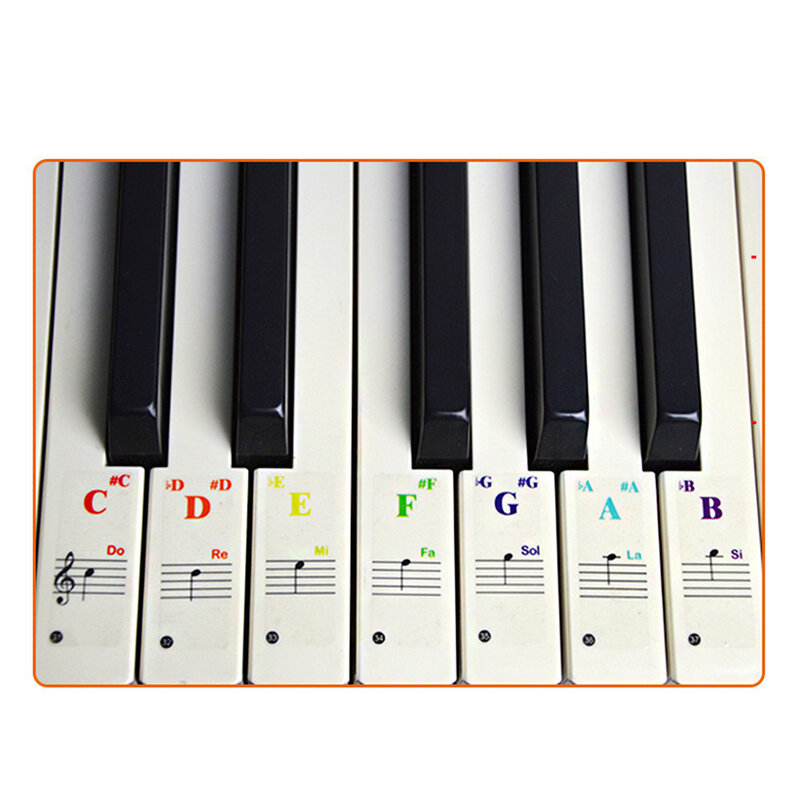 جديد شفاف لوحة مفاتيح البيانو ملصقات ل 37/49/61/88 مفاتيح لوحة المفاتيح الإلكترونية للإزالة ملاحظات التعلم تسميات للمبتدئين