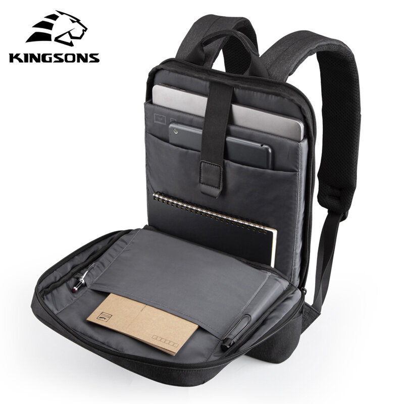 Kingsons-حقيبة ظهر للكمبيوتر المحمول مقاس 15 بوصة للرجال والنساء ، حقيبة ظهر للجنسين ، حقيبة عمل ، حقيبة مدرسية ، خفيفة للغاية مع USB