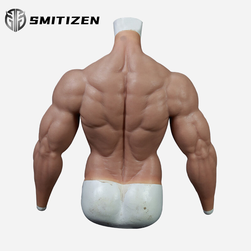 سميتيزن بدلة عضلية مطورة من السيليكون مع أذرع للذكور بدلة عضلية صناعية واقعية مزيفة للبطن