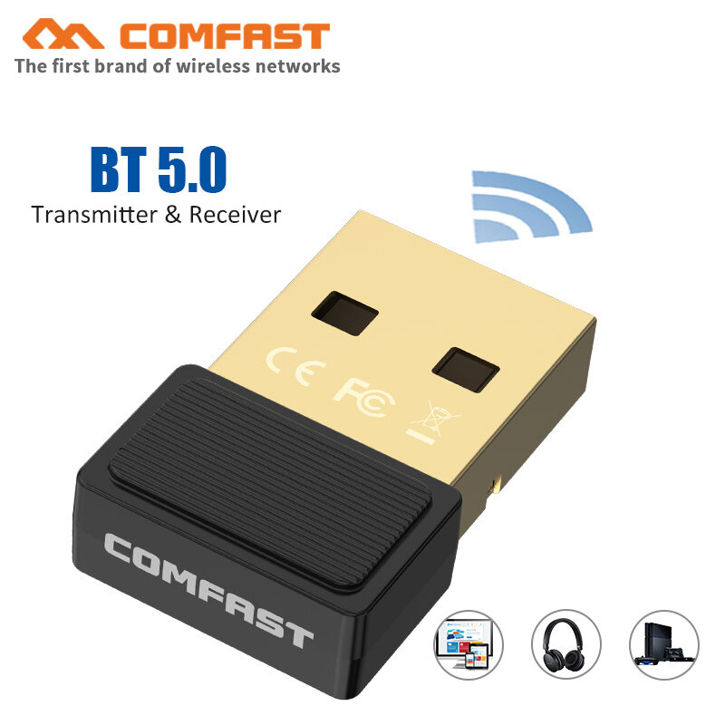 Comfast BT5.0 USB بلوتوث دونجل محول للكمبيوتر المتكلم ماوس لاسلكي الموسيقى الصوت بلوتوث استقبال الارسال محول صغير