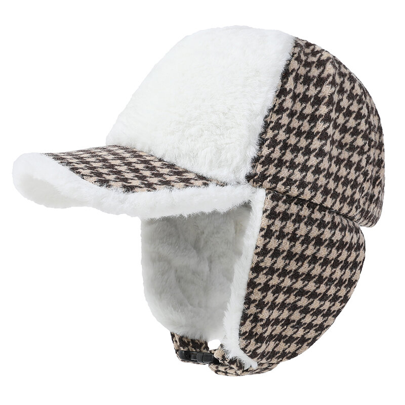 الخريف والشتاء انجلترا الرجعية hh9 stمبطن أفخم لى فنغ قبعة الإناث اليابانية سميكة الدافئة الأذن قبعة الطيار قبعة