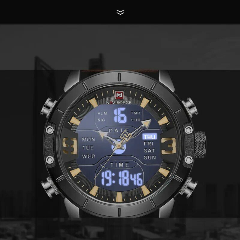 NAVIFORCE ذكر ساعات موضة ماركة ساعة رقمية للرجال كوارتز العسكرية الرياضة ساعة معصم مقاوم للماء ساعة Relogio Masculino