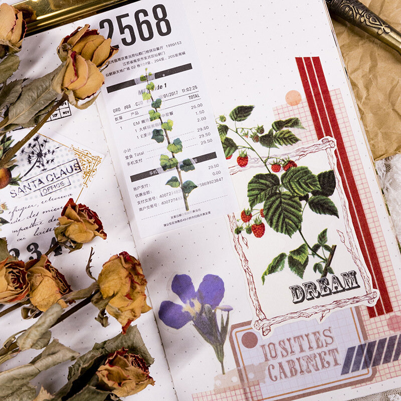 60 قطعة صندوق الحديد ملصقا Vintage زهرة النبات ملصقات الزخرفية سكرابوكينغ Label بها بنفسك التسمية مذكرات القرطاسية ألبوم مجلة مخطط