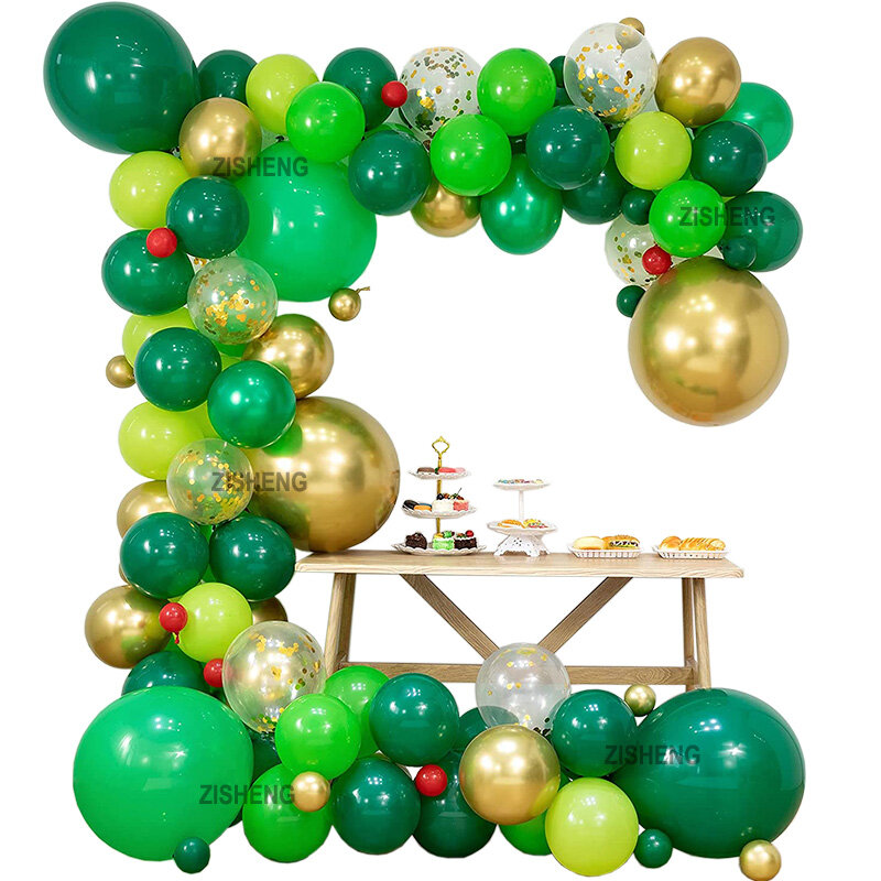 98 قطعة بالونات اللاتكس العملاقة الخضراء جارلاند قوس عدة الغابة سفاري موضوع لوازم الحفلات الاطفال بيبي بوي حفلة عيد ميلاد زينة