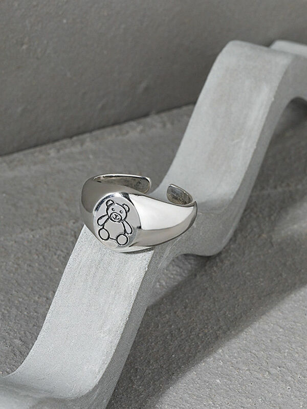 S'STEEL 925 فضة تصميم بسيط الدب الصغير الملمس الدائري هدايا للنساء الزفاف 2021 الاتجاه غرامة مجوهرات اكسسوارات